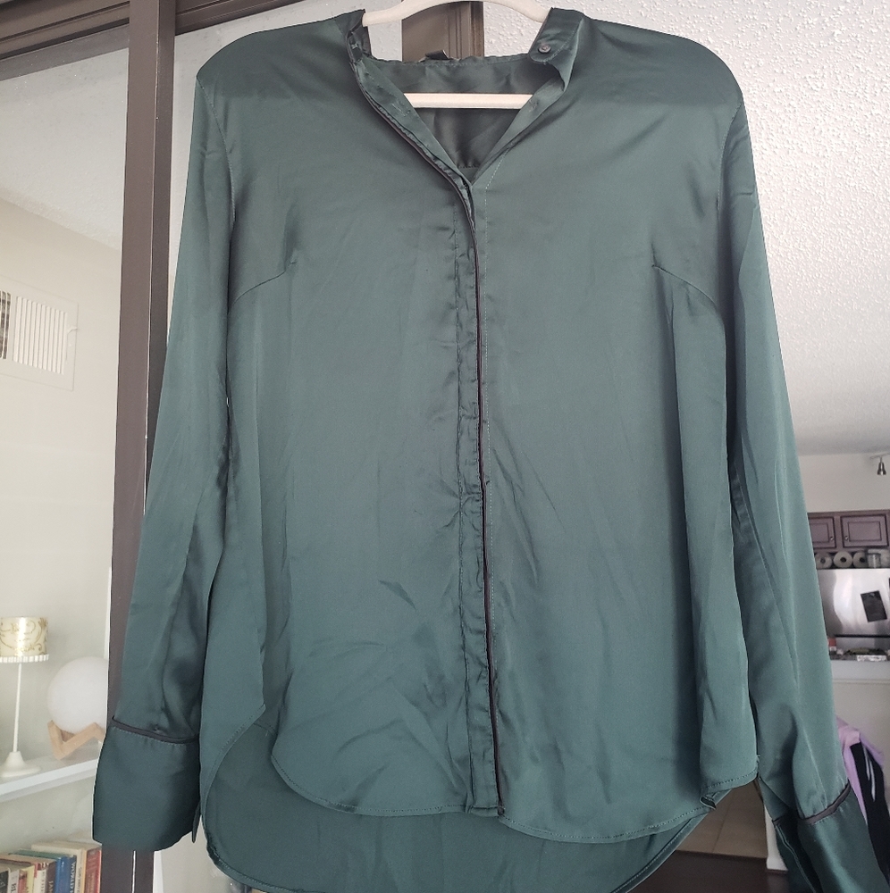 Ann Taylor Satin Button Down Blouse